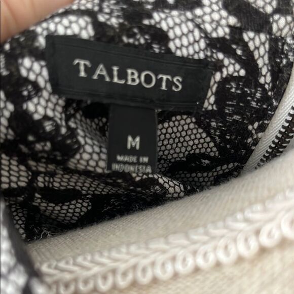 Talbots Black and White Lace Printed With bottom tail Back Zipper - Picture 2 of 9